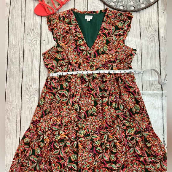 J.Crew Factory Floral Print Ruffle V-neck Mini Dress - Picture 9 of 14